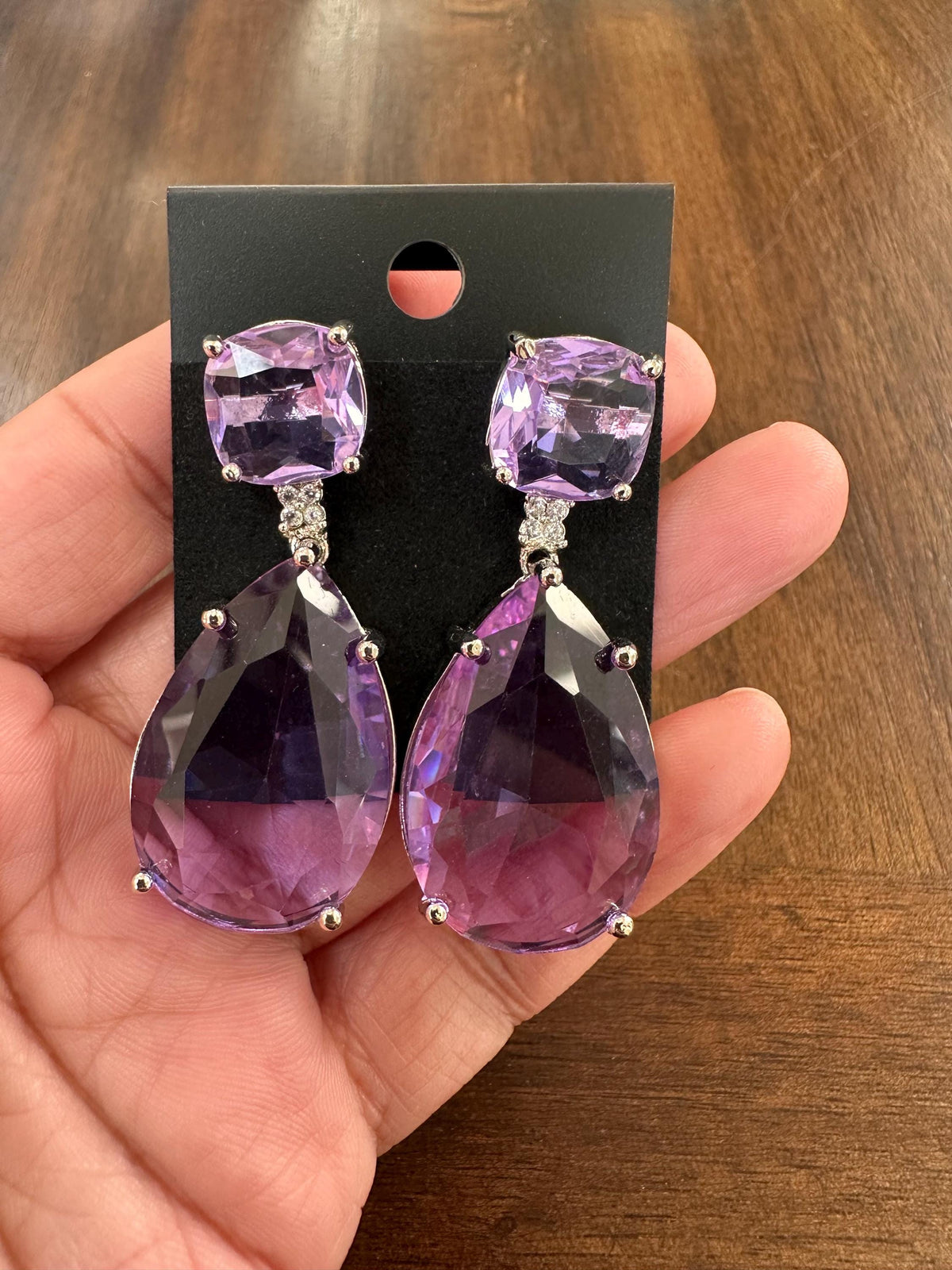 Chunky American Diamond Dangle Earrings: Trendy Statement Jewelry