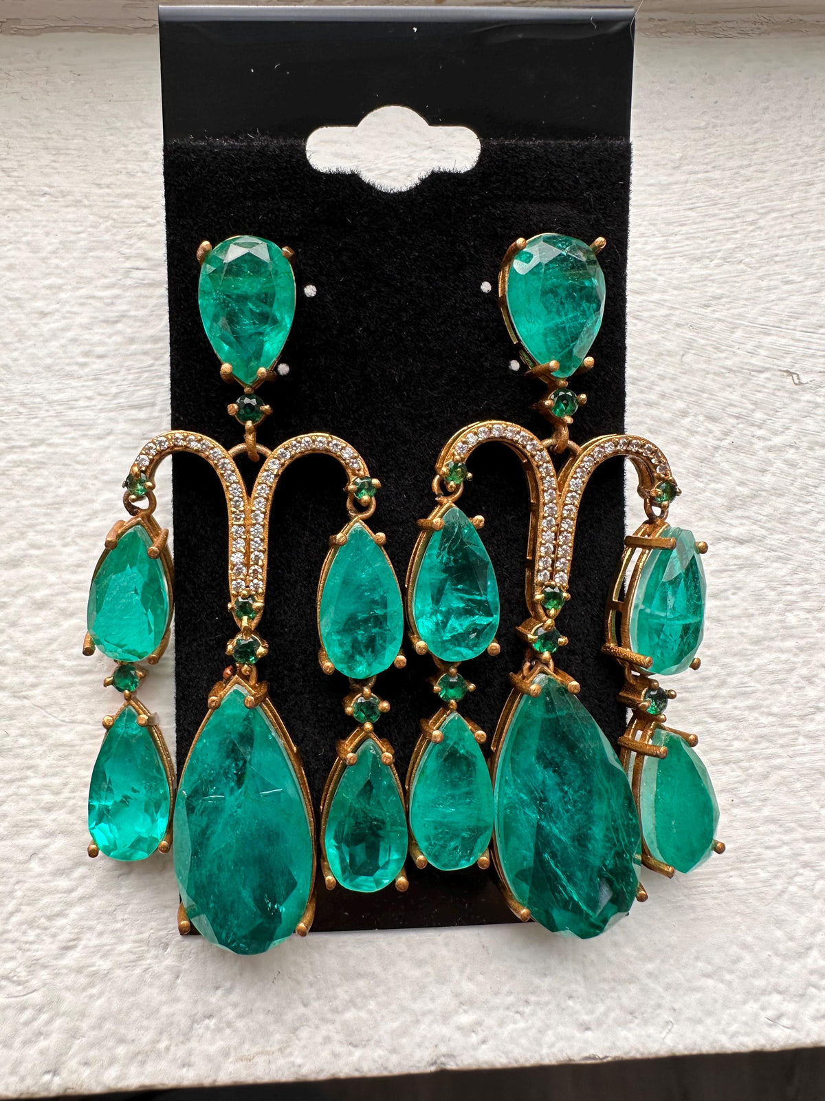 American Diamonds Earring With gold polished chandelier earrings trendy