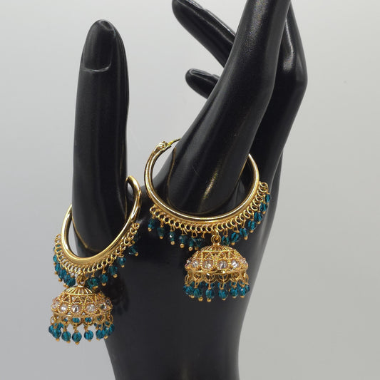 Big ring jhumkas, gold polished earrings traditional