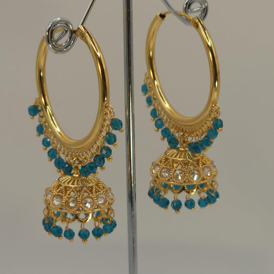 Big ring jhumkas, gold polished earrings traditional