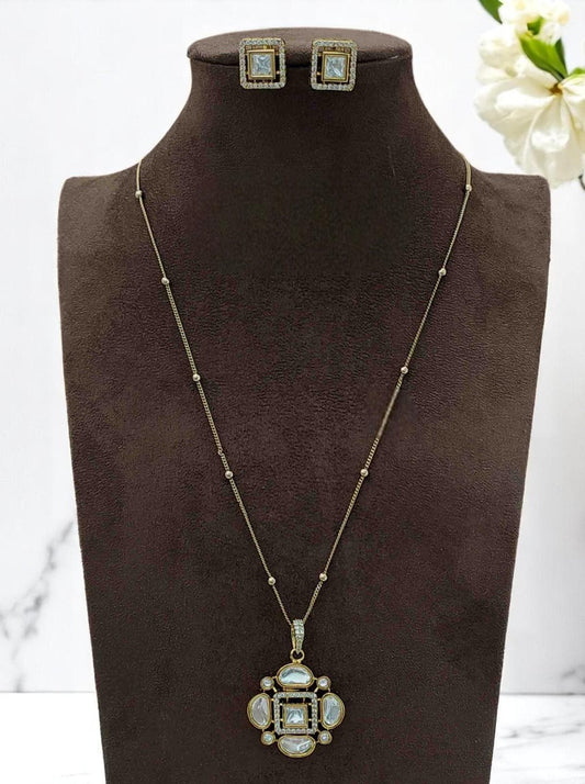 polki chain pendant necklace set