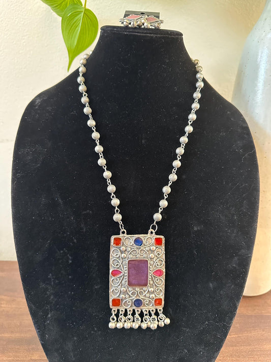 Oxidized necklace set silver german silver