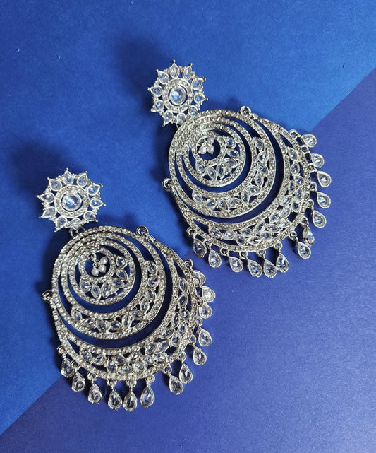 big silver earrings party wear light weight