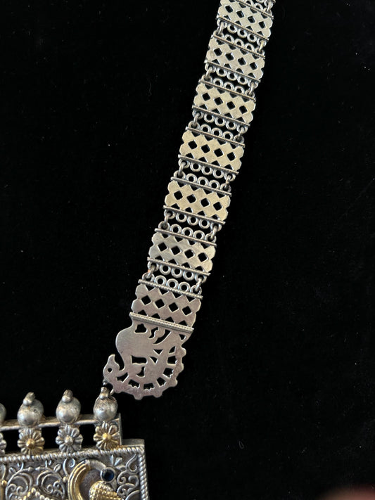 German silver necklace set with rhinestones