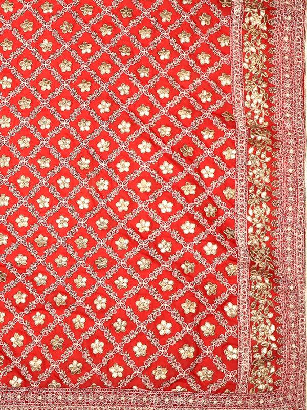 Red color Georgette Lucknowi Work dupatta with Gotta Patti Work trendy elegant classy stole shawl