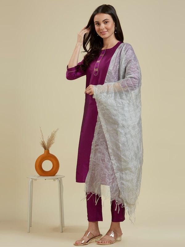Silver Grey crush dupatta/shawl/stole