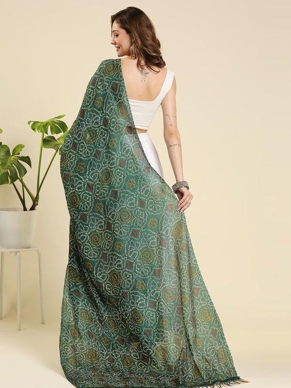 Green Bandhani color art silk dupatta/shawl/stole