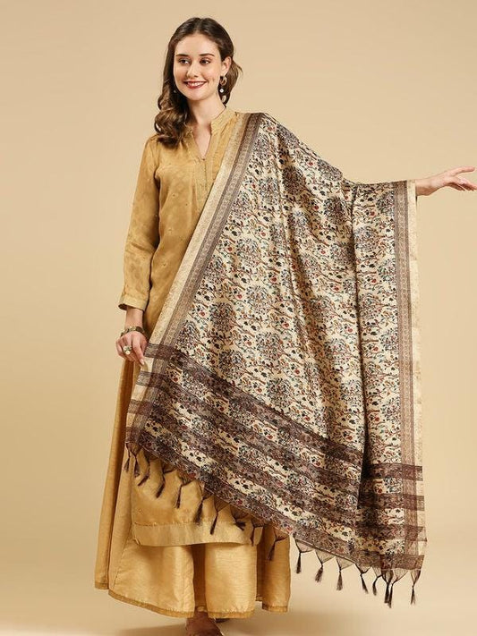 Beige color art silk dupatta/shawl/stole
