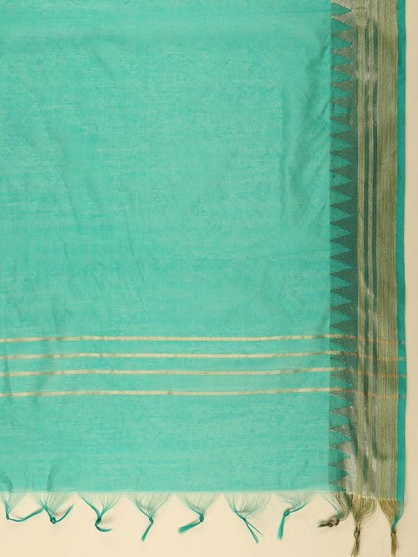 Banarasi Silk Dupatta with Temple Border Wine/Coral color stole