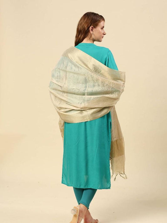Light Gold Banarasi Tissue Silk Dupatta/shawl/stole