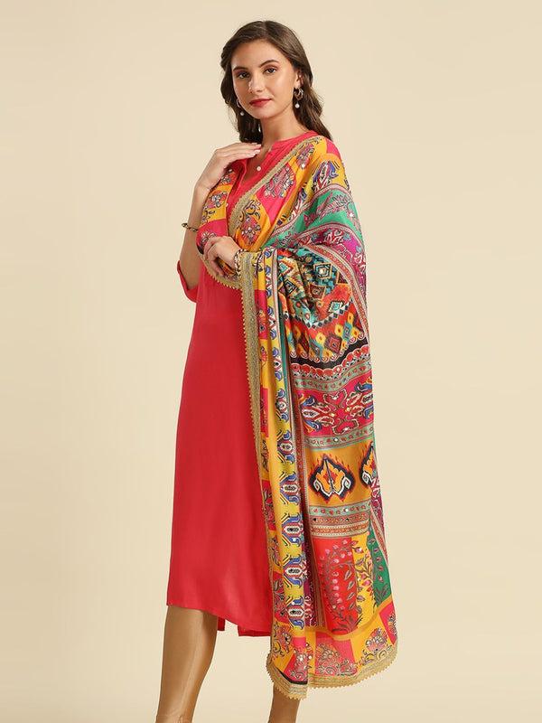 Multicolour Digitally Printed Pakistani Mirror Work Dupatta/shawl/stole