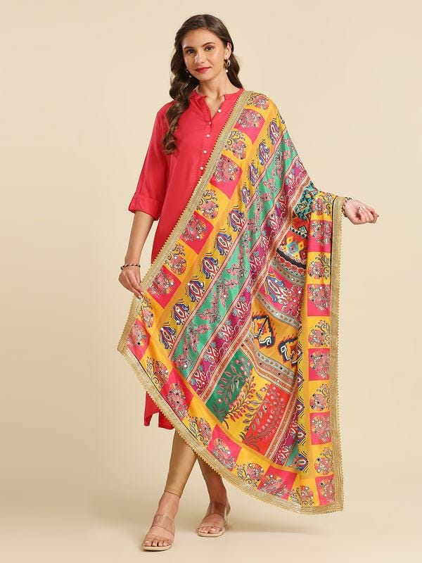 Multicolour Digitally Printed Pakistani Mirror Work Dupatta/shawl/stole
