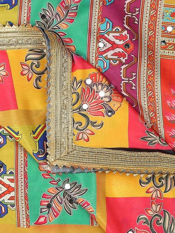 Multicolour Digitally Printed Pakistani Mirror Work Dupatta/shawl/stole
