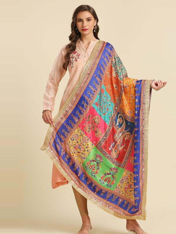 Multicolour Digitally Printed Pakistani Mirror Work Dupatta/shawl/stole