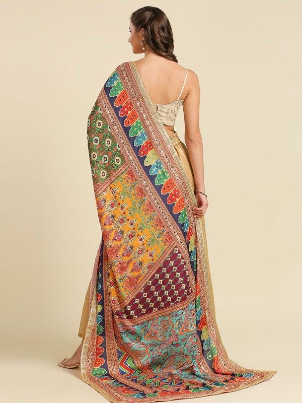 Multicolour Digitally Printed Pakistani Mirror Work Dupatta/shawl/stole