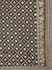 Black Georgette Lucknowi Dupatta: Gold Gotta Patti Work Stole