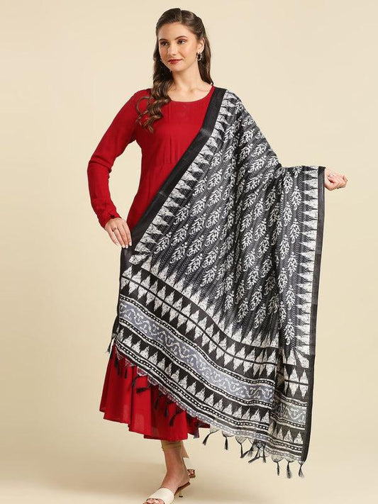 Black color art silk dupatta/shawl/stole