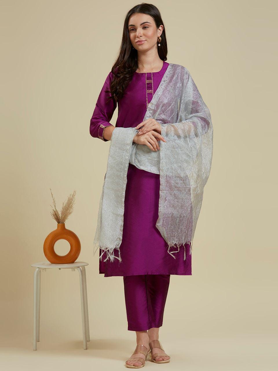 Silver Grey crush dupatta/shawl/stole