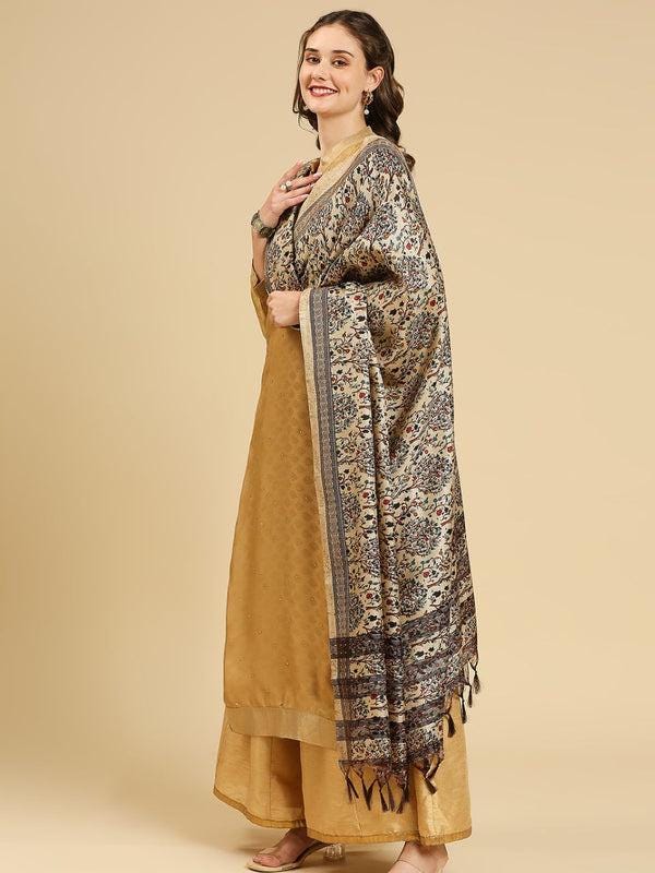 Beige color art silk dupatta/shawl/stole