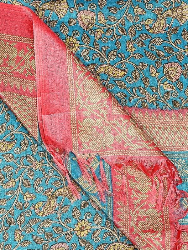 Peacock design pink and blue color art silk dupatta/shawl/stole