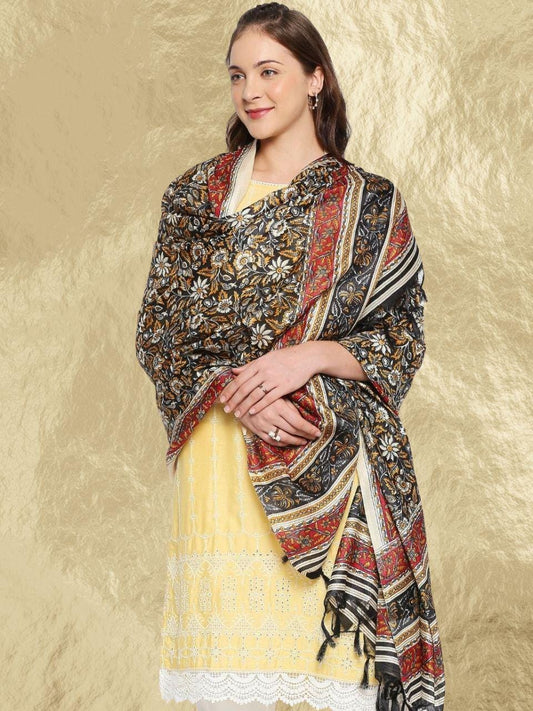Black and red color art silk dupatta/shawl/stole