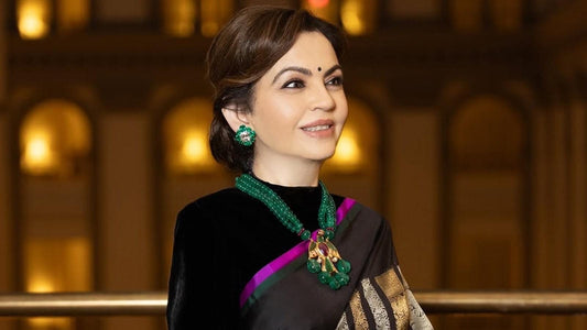 Premium semiprecious stones Nita Ambani inspired necklace set adjustable gold polished