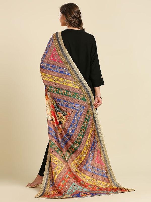 Multicolour Digitally Printed Pakistani Mirror Work Dupatta/shawl/stole