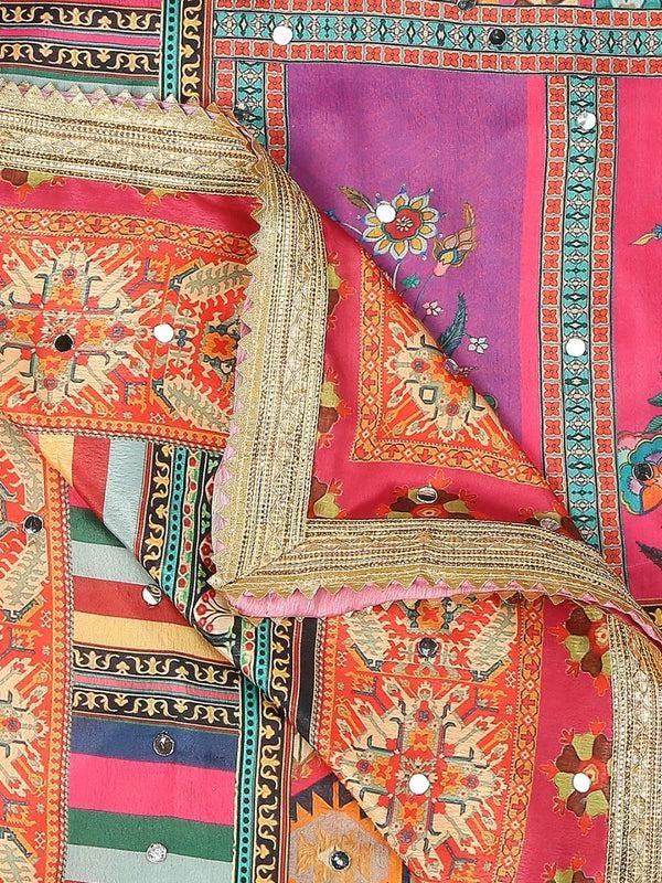 Multicolour Digitally Printed Pakistani Mirror Work Dupatta/shawl/stole