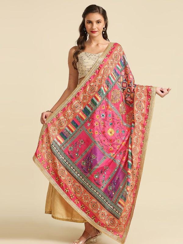 Multicolour Digitally Printed Pakistani Mirror Work Dupatta/shawl/stole