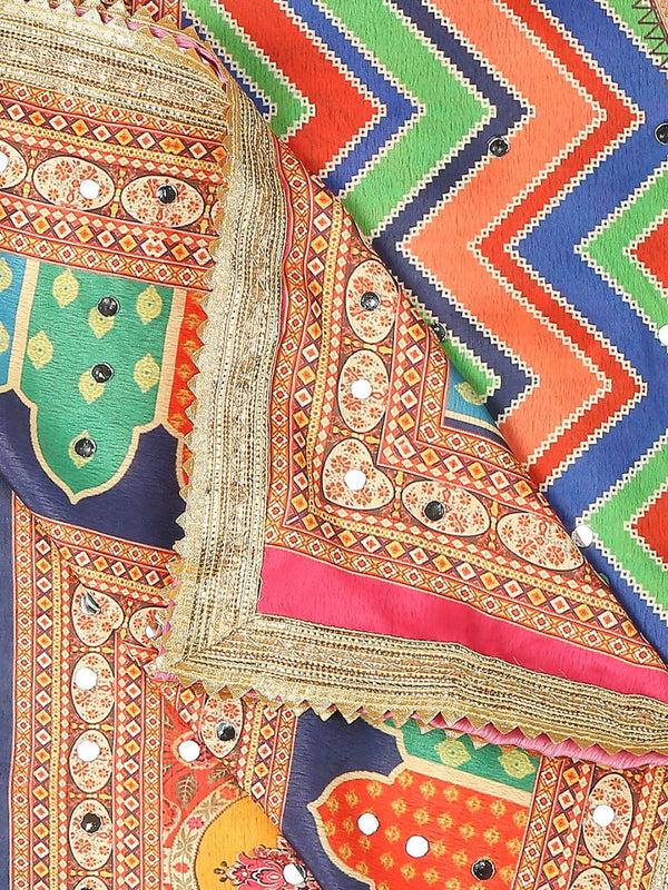 Multicolour Digitally Printed Pakistani Mirror Work Dupatta/shawl/stole