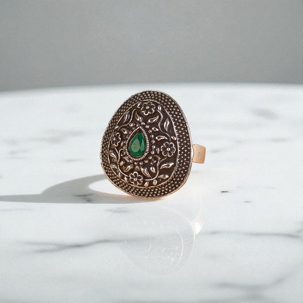 Oxidized silver rings adjustable silver with gem stones