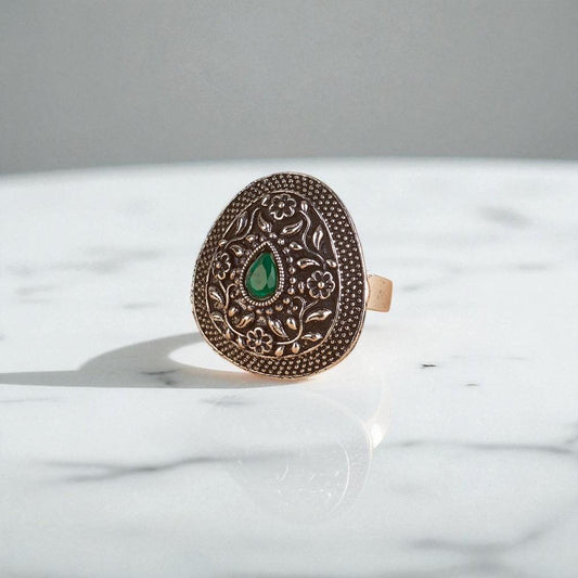 Oxidized silver rings adjustable silver with gem stones