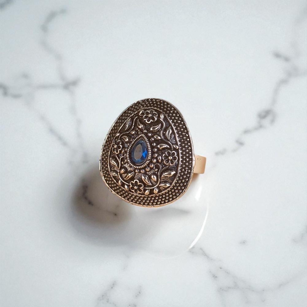 Oxidized silver rings adjustable silver with gem stones