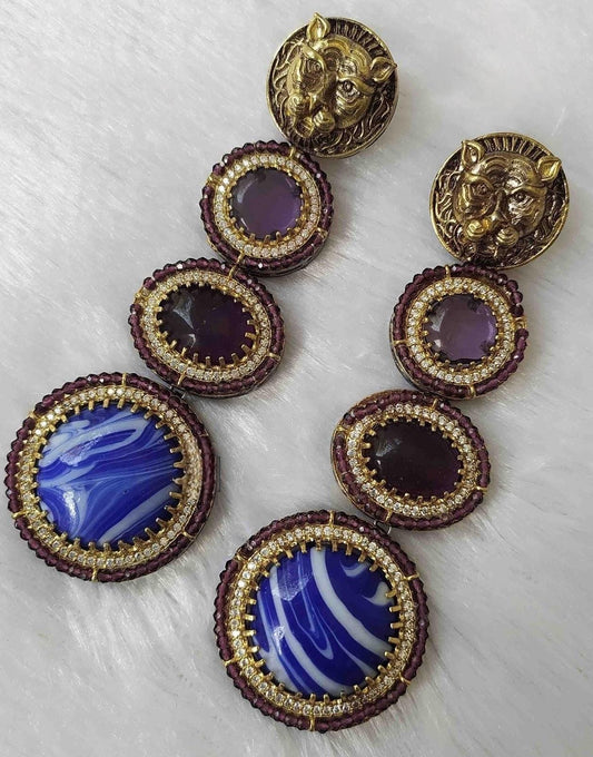 Sabyasachi inspired long earrings two tone
