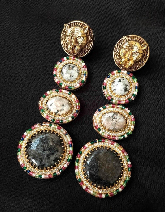 Sabyasachi inspired long earrings two tone