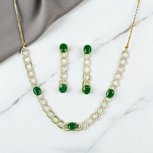 American Diamonds Cubic Zirconia Classic Necklace Set With 2 Tone Plating real diamond lookalike