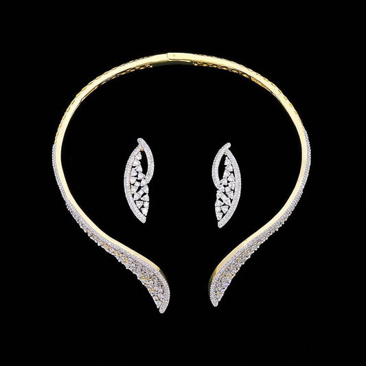 American Diamonds Cubic Zirconia Necklace Set With 2 tone Plating real diamond lookalike