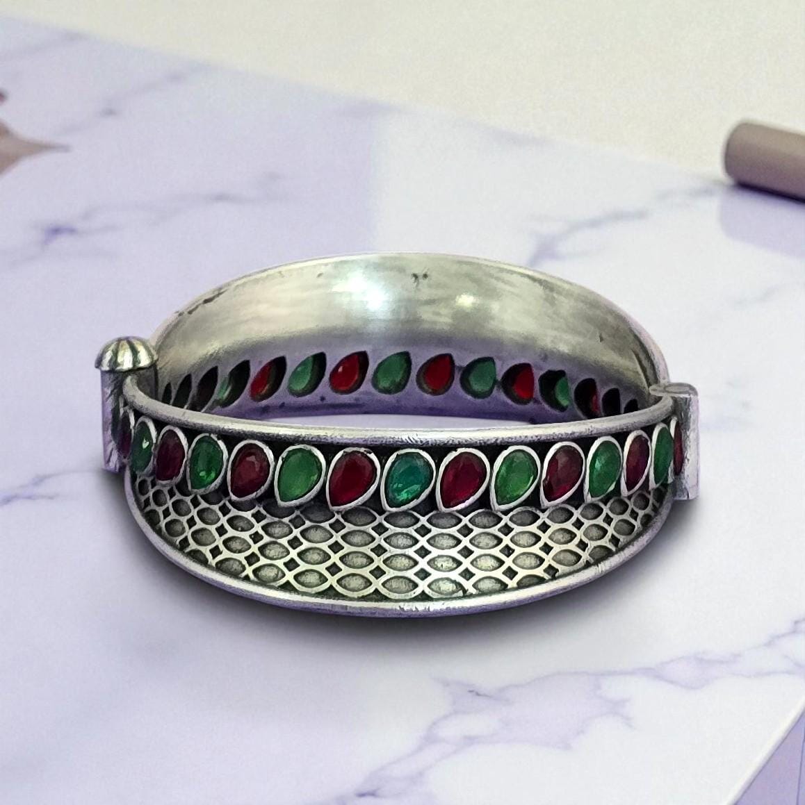 Openable Kada With Oxidised Plating