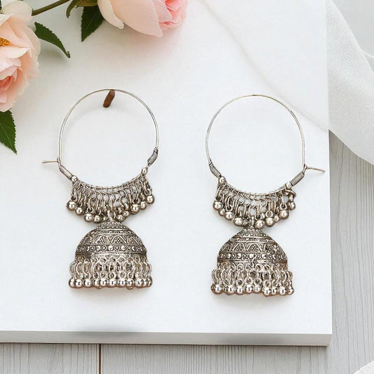 Jhumki With Oxidised Plating