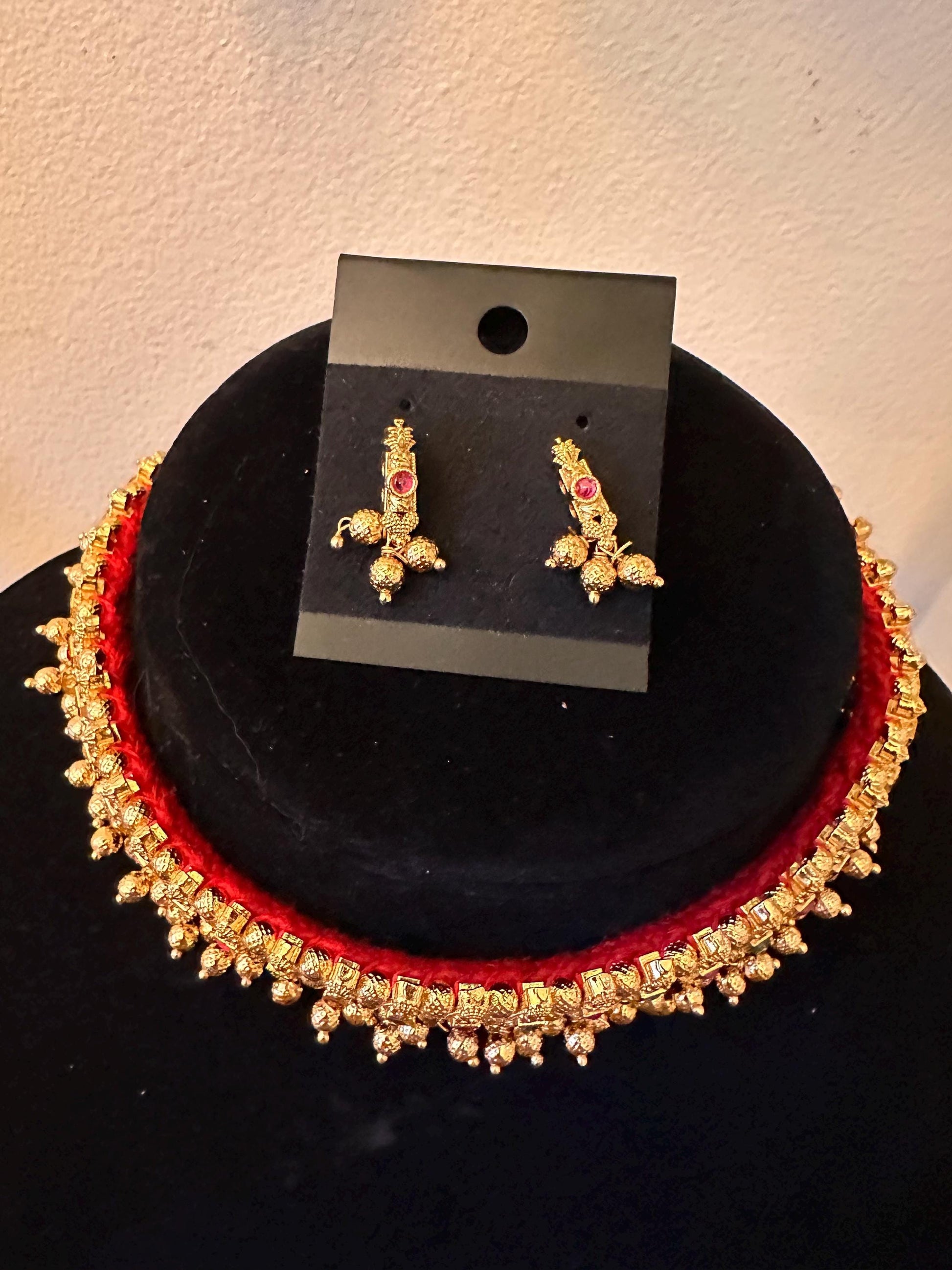 Maharashtrian gold choker ruby green choker