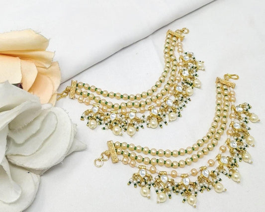 polki Kaan chain trendy lightweight gold polished bahubali style