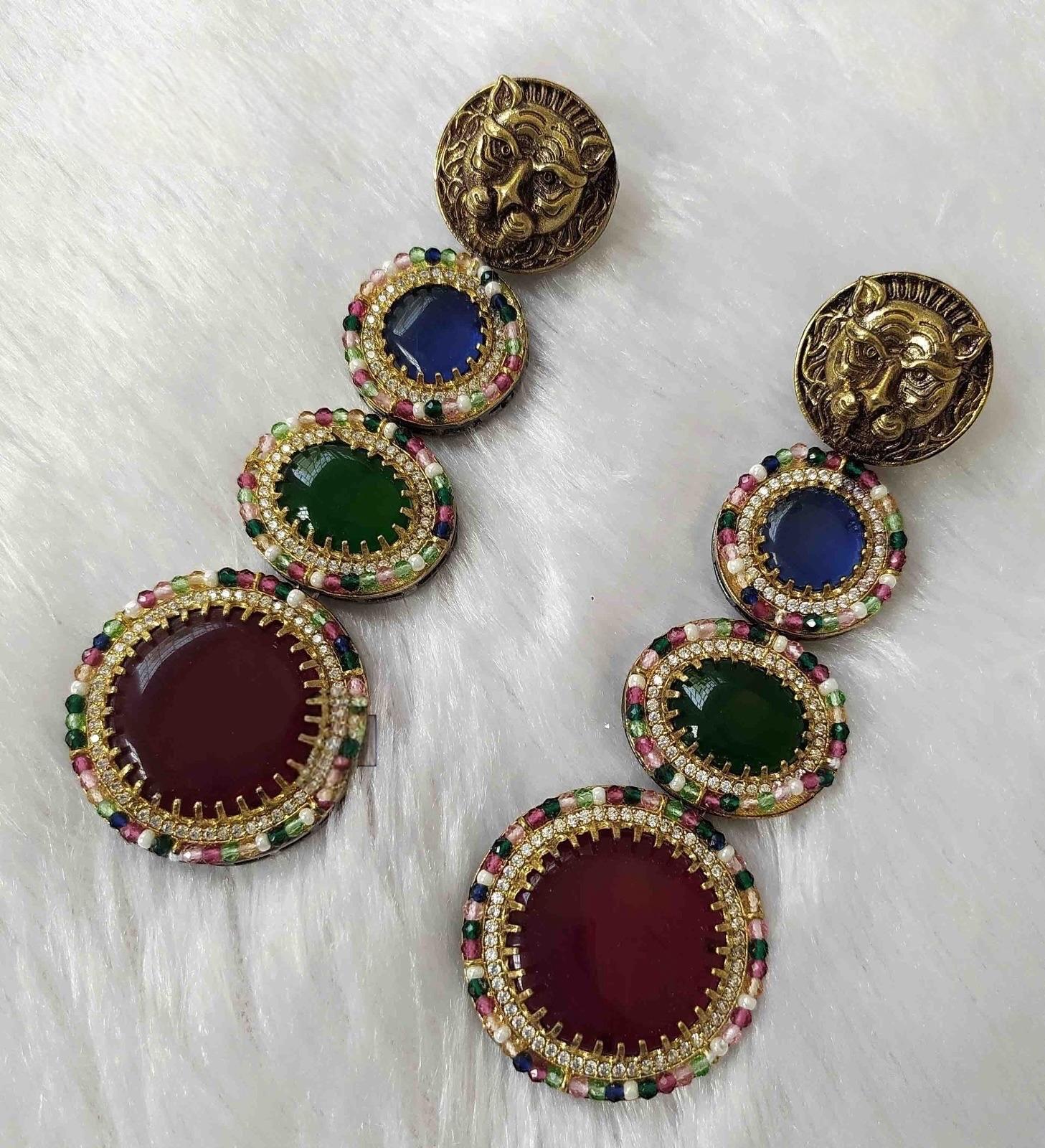 Sabyasachi inspired long earrings two tone