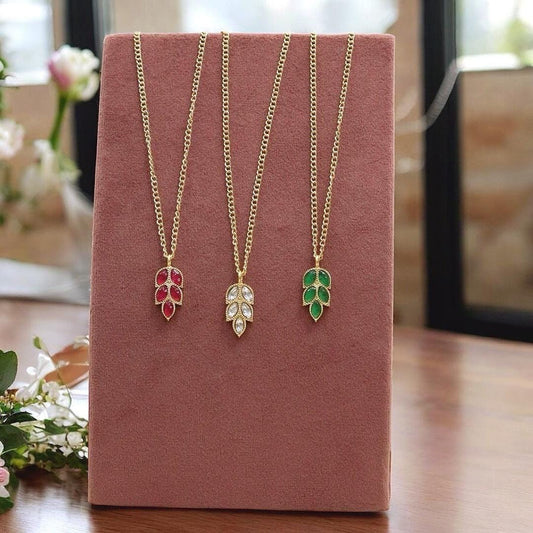Jadau pendant delicate chain necklace with antique gold finish handmade