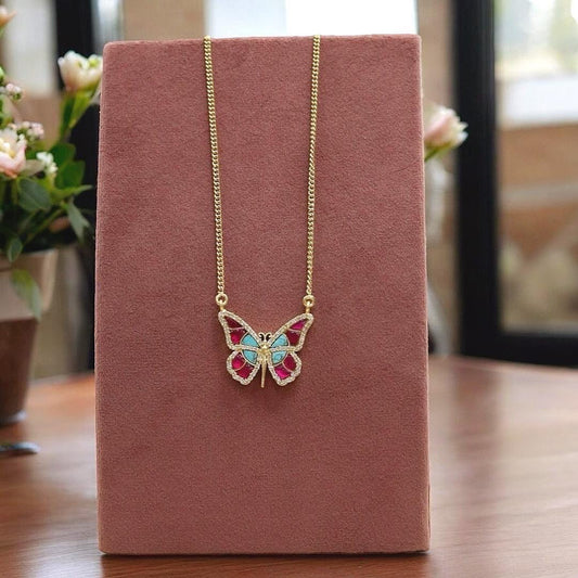 Jadau and American diamond pendant delicate chain necklace with antique gold finish handmade
