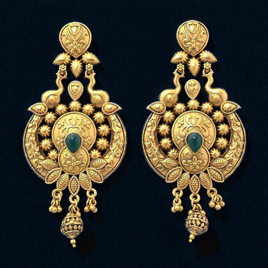 Antique Jhumkas gold polished earrings trendy light weight