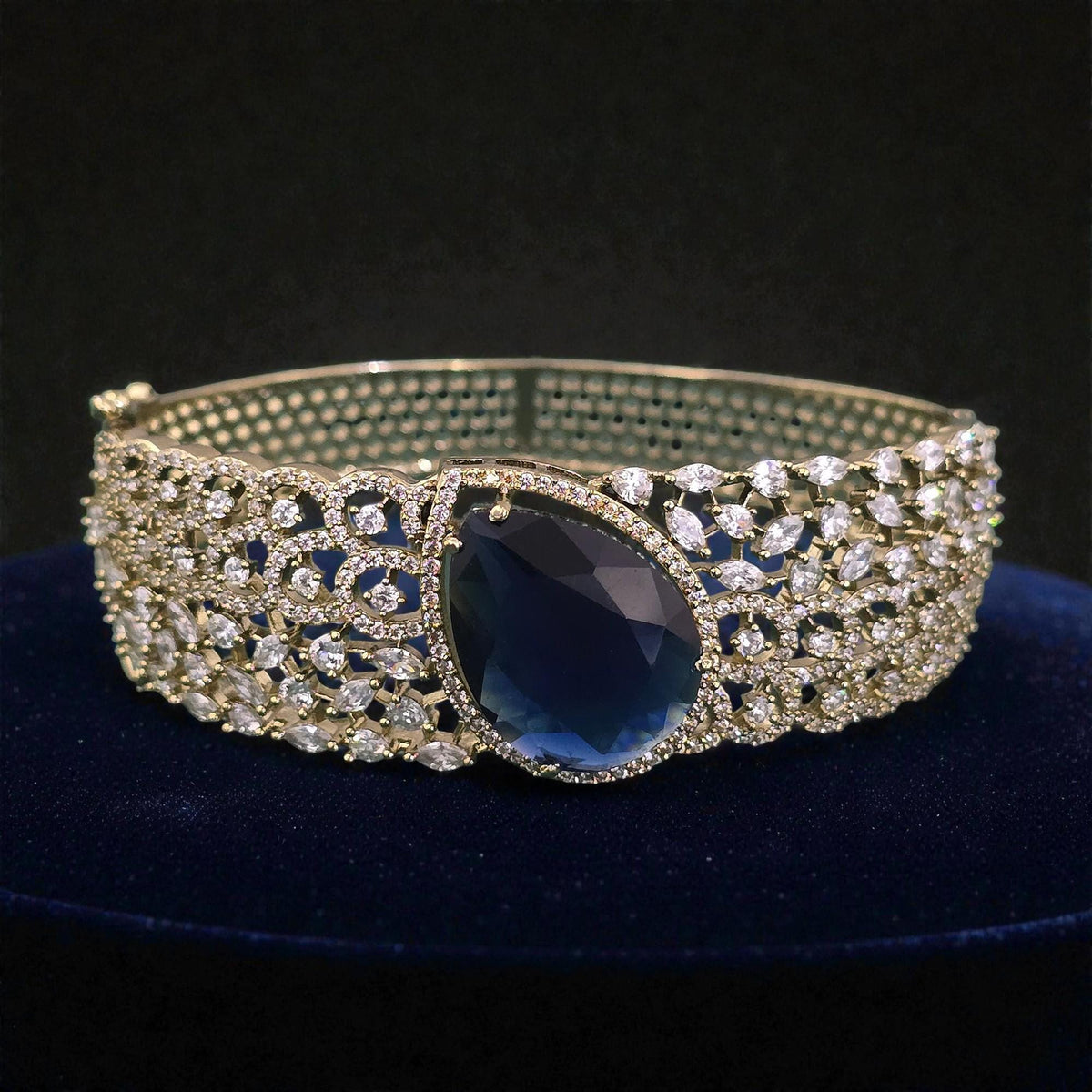 American diamonds CZ bracelets, Kada Openable gold polished