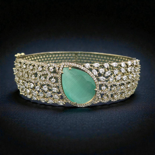American diamonds CZ bracelets, Kada Openable gold polished