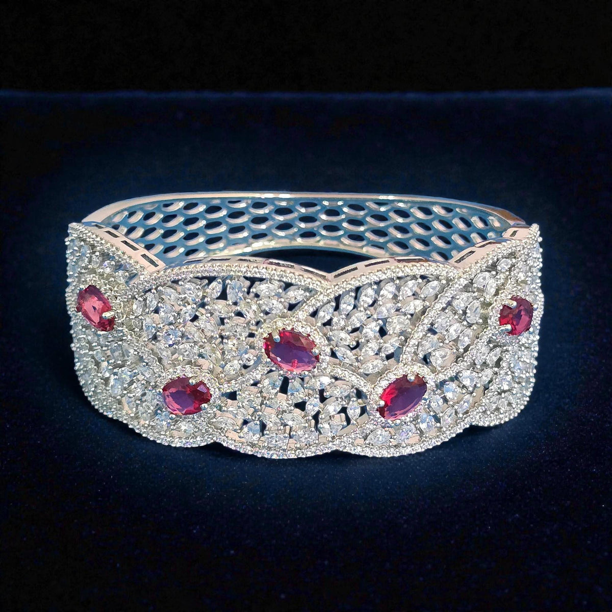 American diamonds CZ bracelets, Kada Openable silver polished