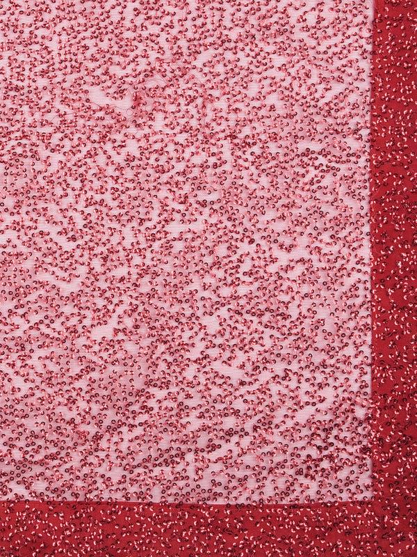 Red Embellished Net Dupatta shawl stole