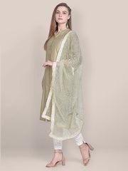 Light Gold Embellished Net Dupatta shawl stole